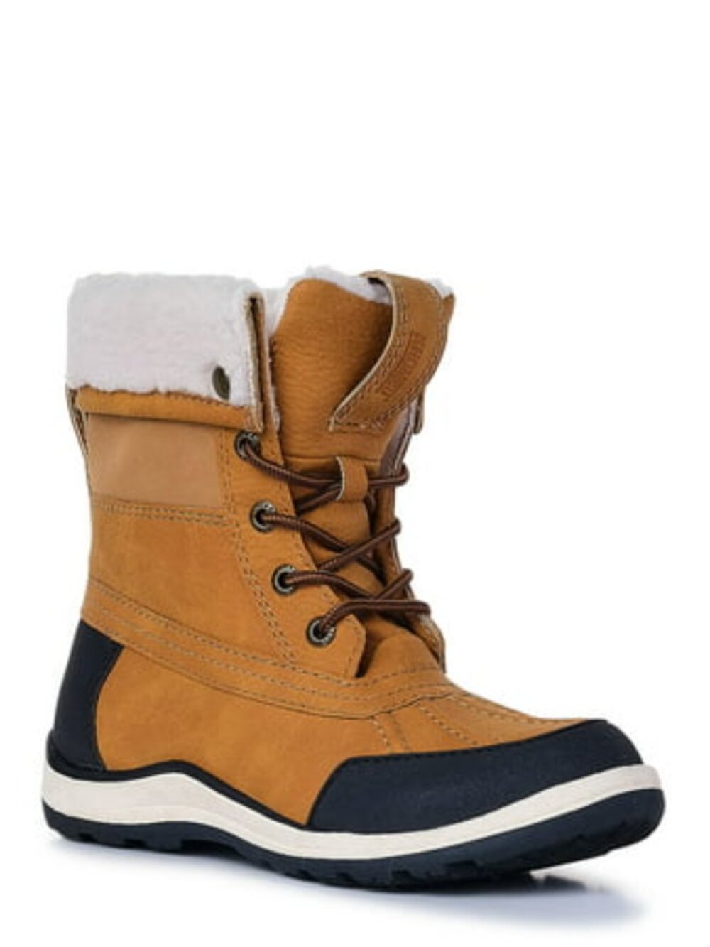 Women's Khombu Rory Short Lace Up Faux Fur Lined Winter Boots - Tan & Black - 8